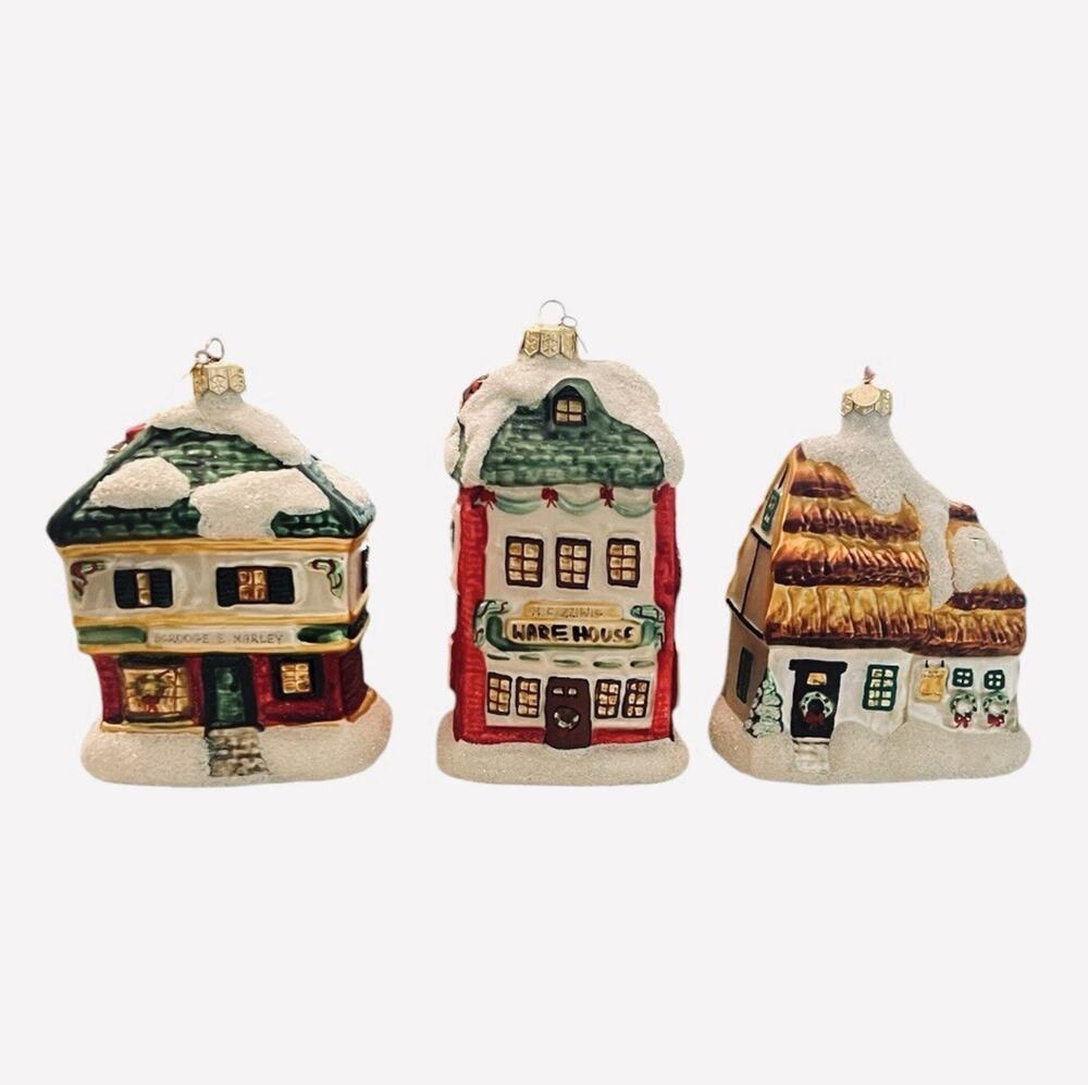 Vintage Dept 56 “Night Before Christmas” Carol 3 Blown Glass Ornaments *READ